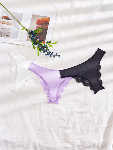 Sexy Women's Milk Silk Butterfly  Lace Panty