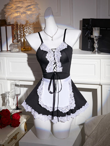 Women's Sexy Plus Size Lace Maid Costume for Bedroom Role Play