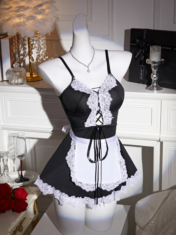 Women's Sexy Plus Size Lace Maid Costume for Bedroom Role Play