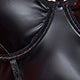 Women's 3-Piece Metallic Leather Cutout Corset Lingerie Mini Skirt Set